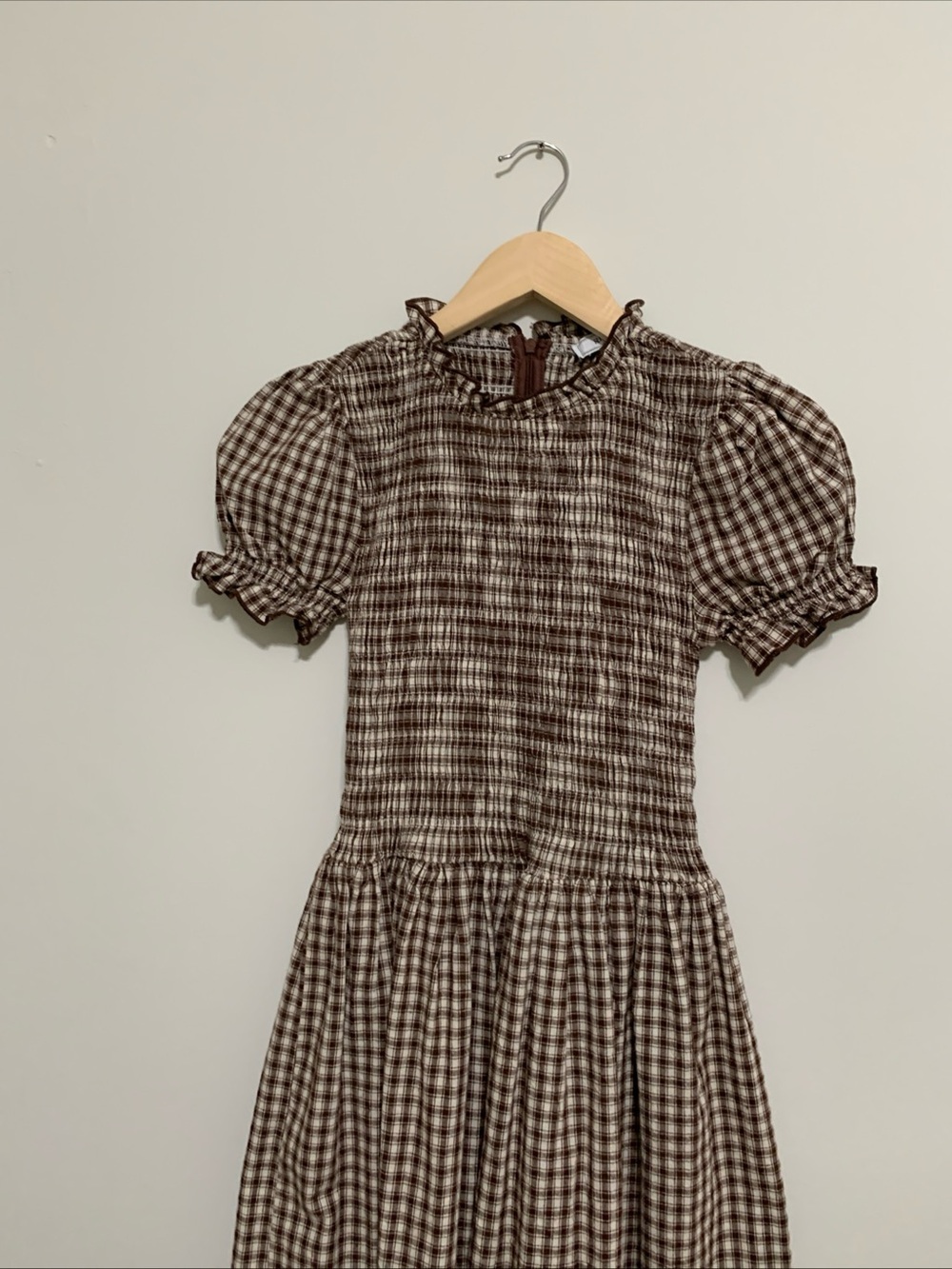 RIHOAS Brown Gingham Smocked Maxi Dress - Picture 9 of 10